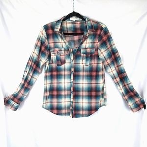 Anthropologie Eden & Olivia Plaid Top sz M